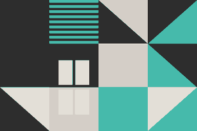 Bauhaus geometric illustration representing Evri's parcel network expansion and recruitment drive in UK e-commerce logistics