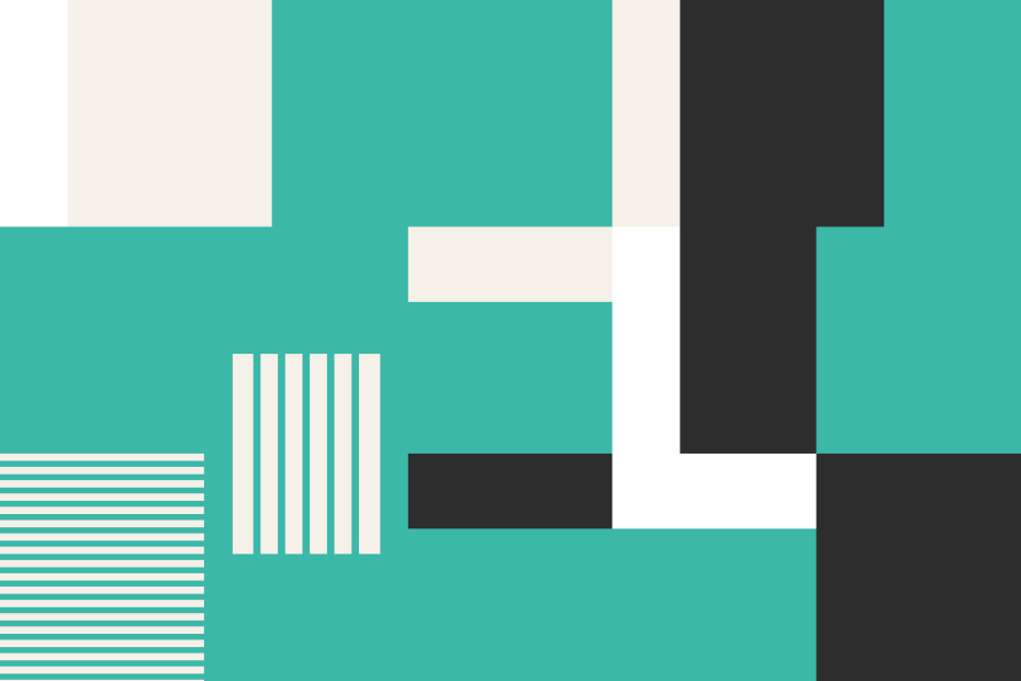 Abstract Bauhaus-style graphic with a hidden shipping container shape in negative space